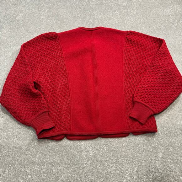 Vintage Geiger of Austria Boiled Wool Cardigan Sweater Red S/M Christmas Classic - Picture 7 of 16
